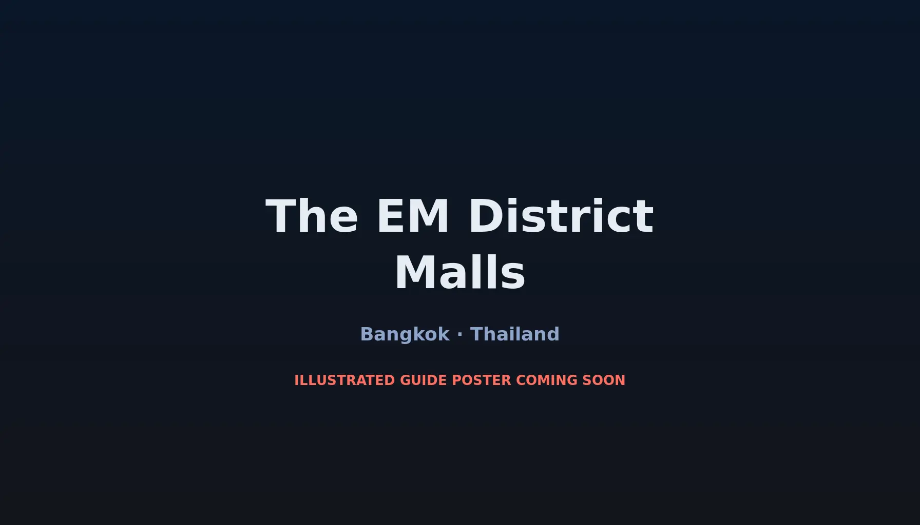 Travel infographic guide poster: The EM District Malls in Bangkok