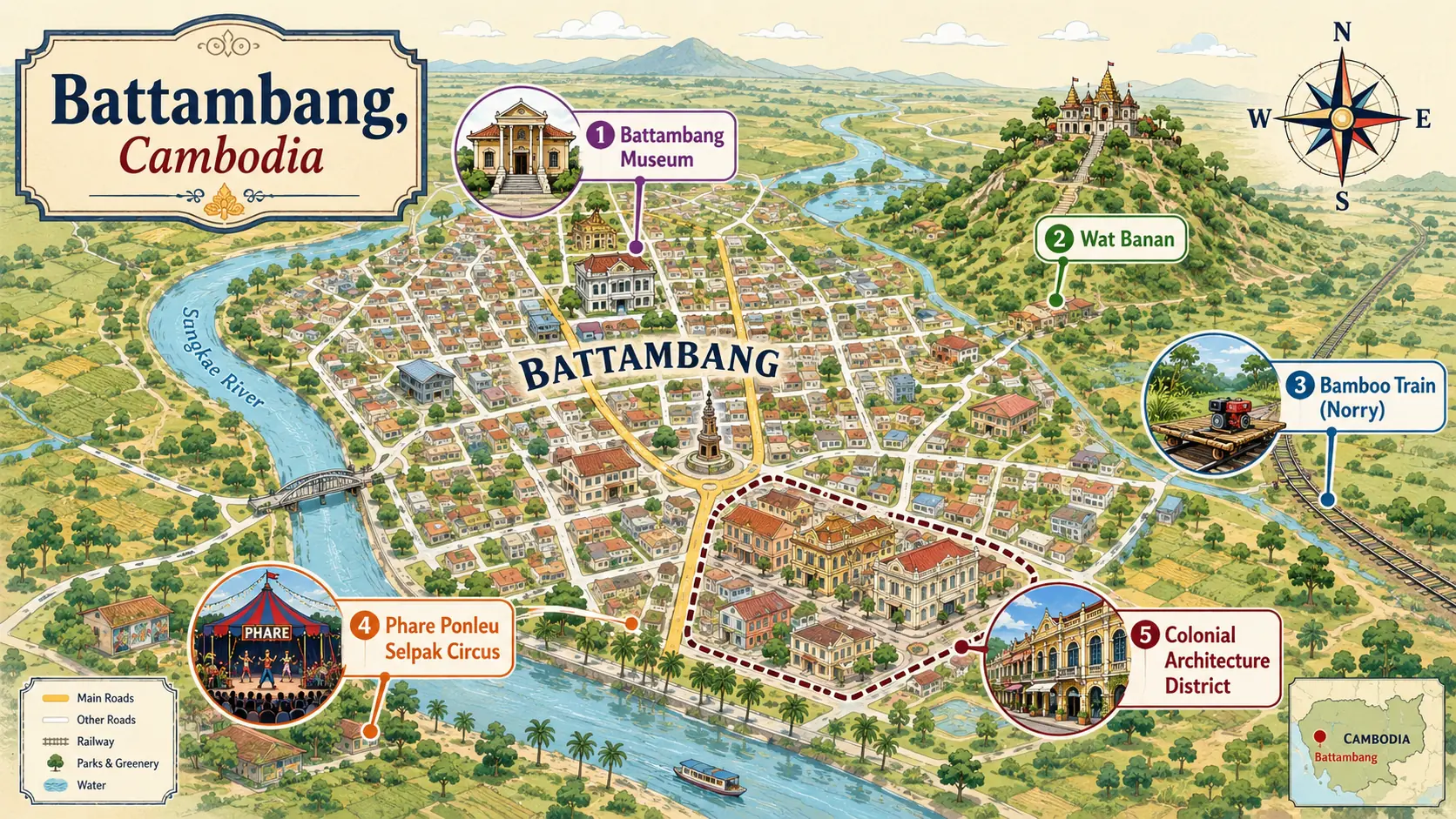 Battambang tourist map