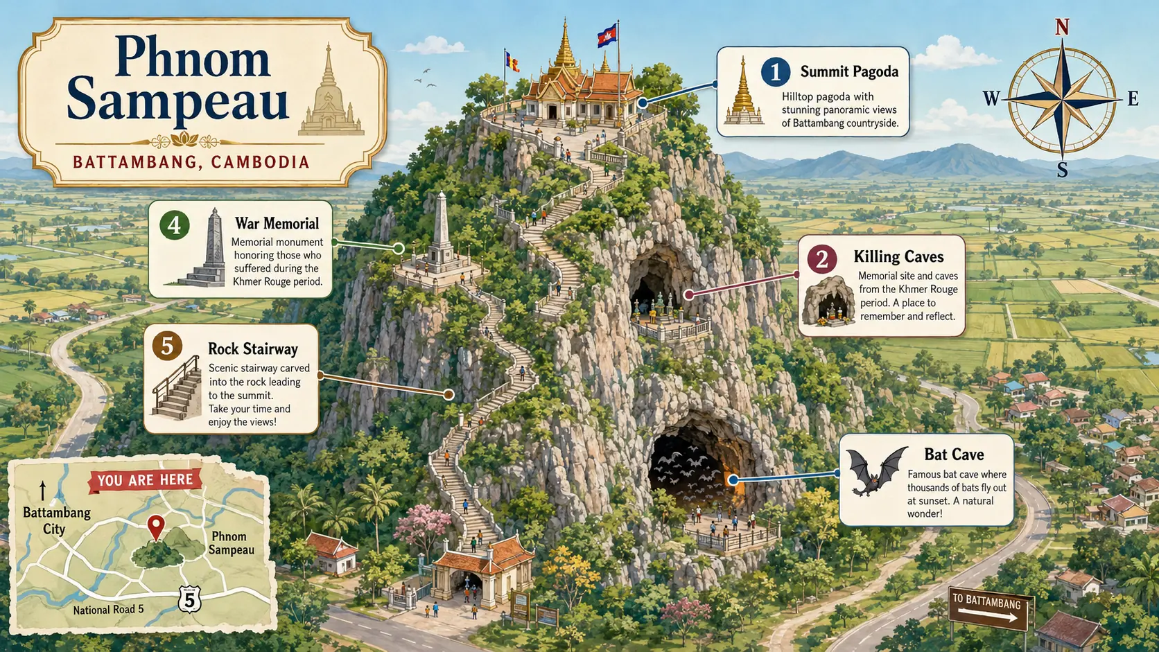 Phnom Sampeau tourist map