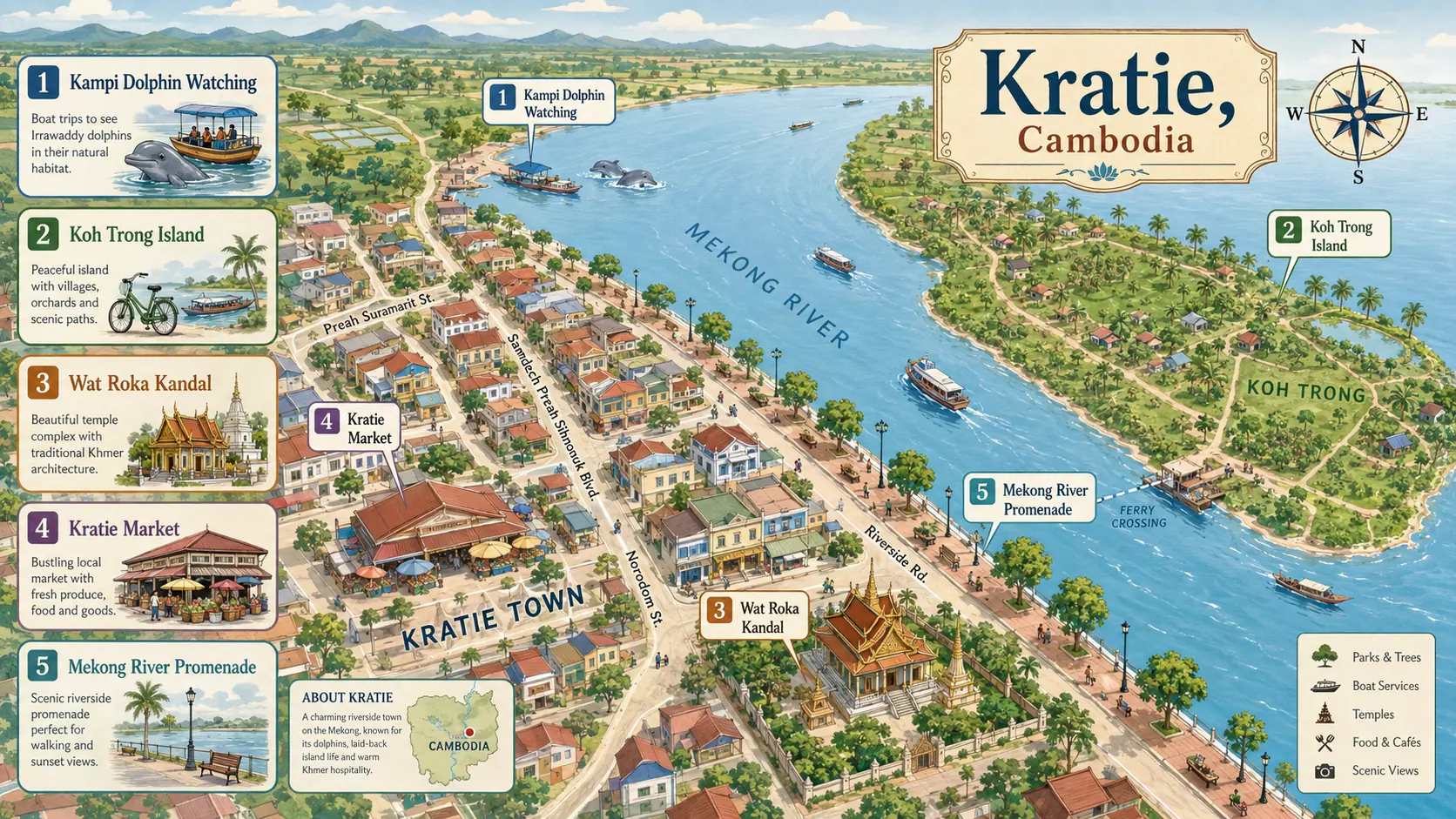 Kratie tourist map