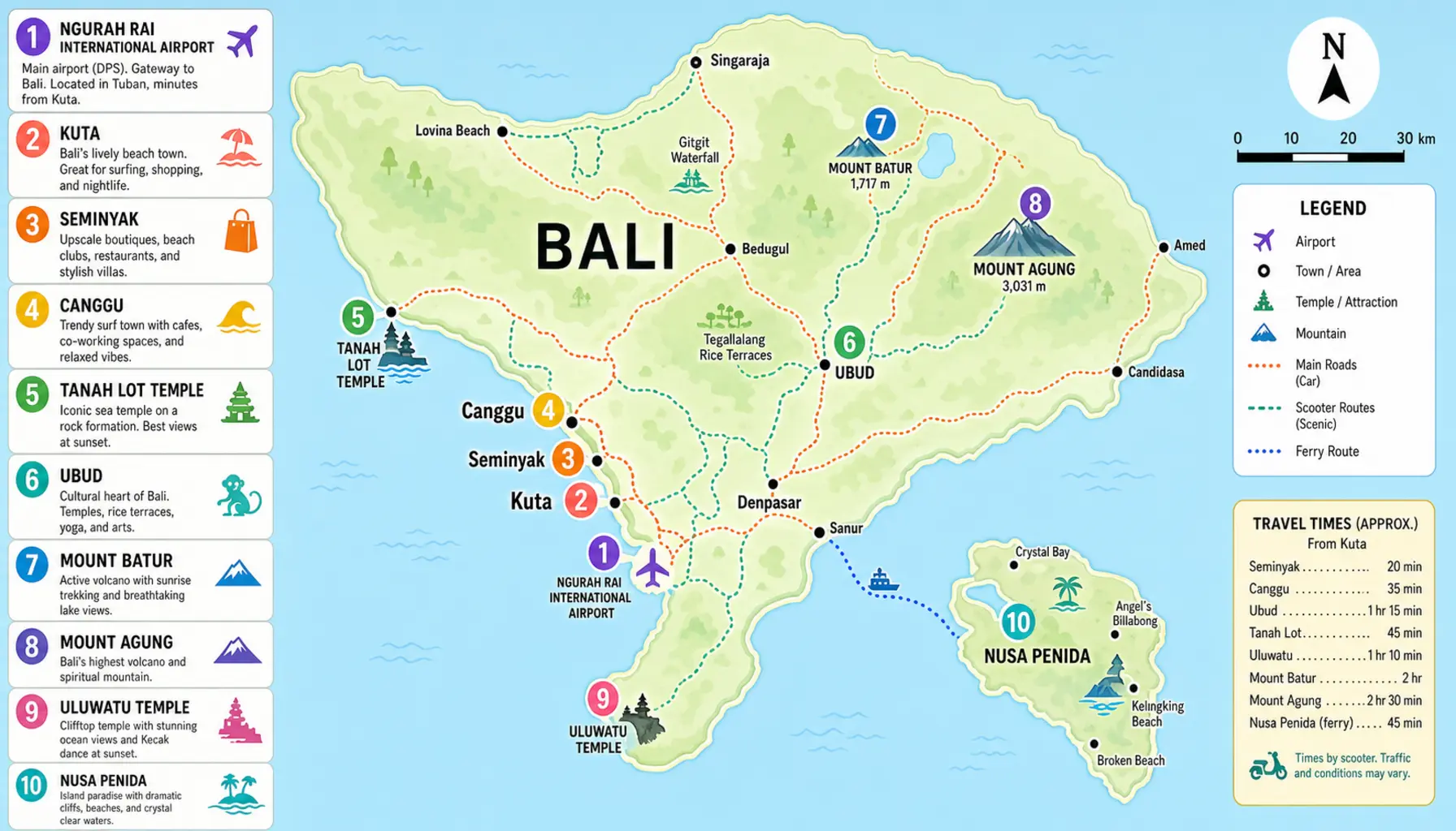 Bali tourist map