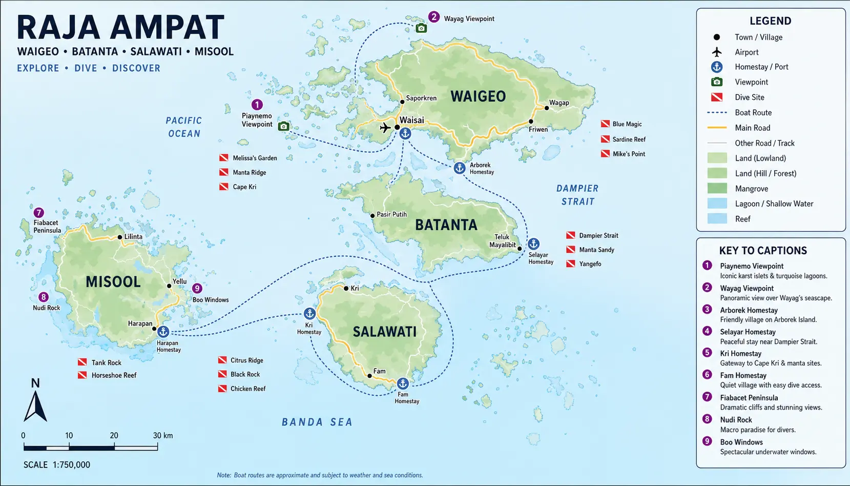 Raja Ampat tourist map