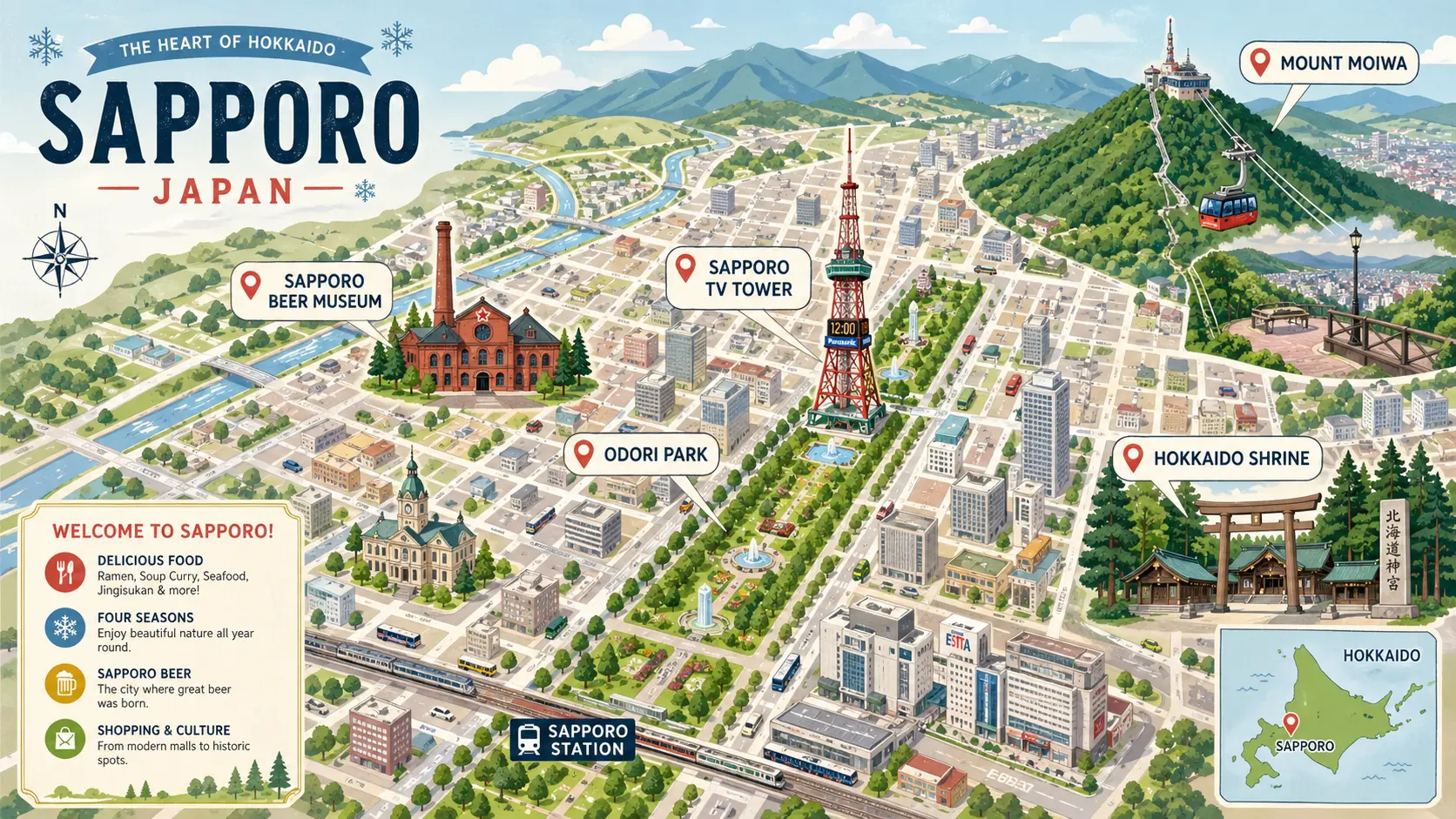 Sapporo tourist map