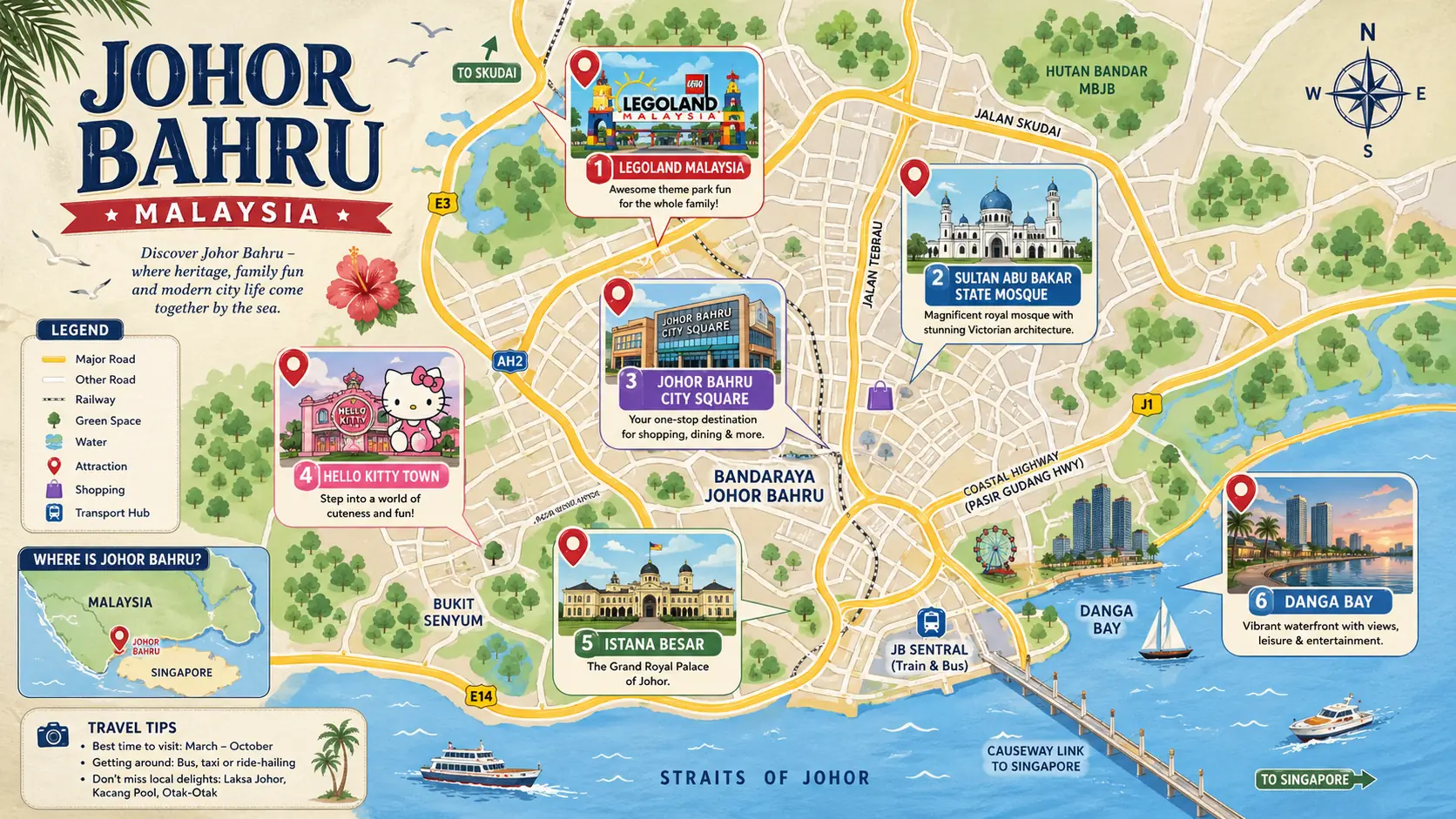 Johor Bahru tourist map