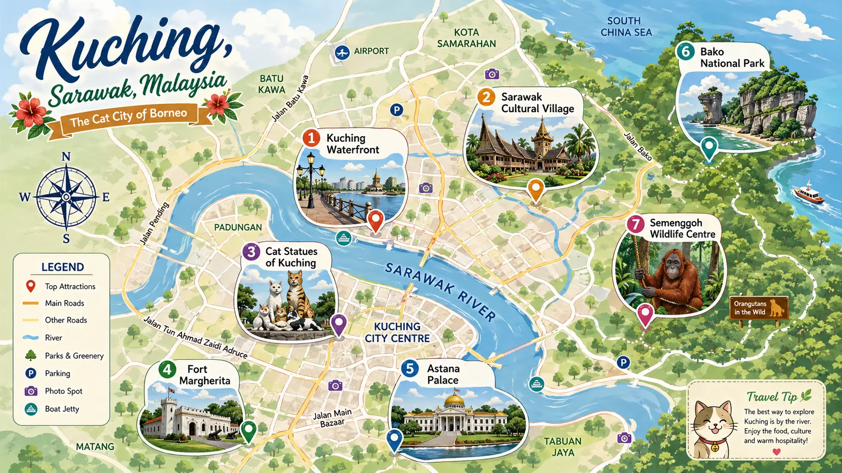 Kuching tourist map