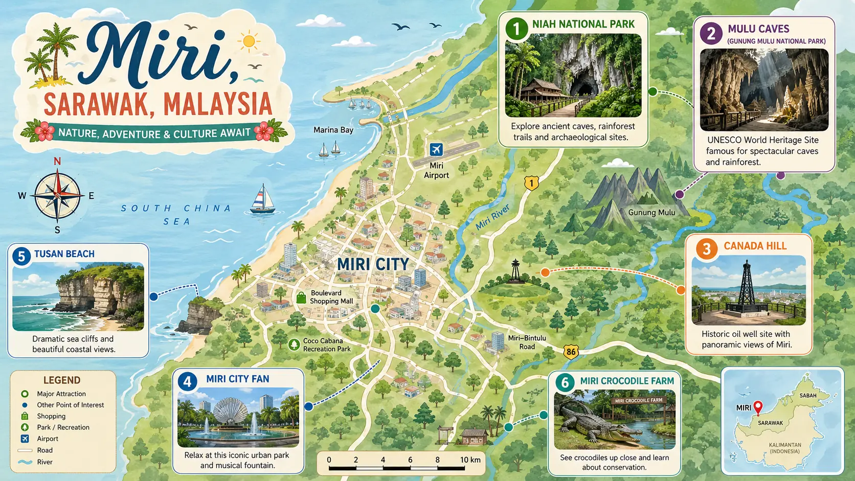 Miri tourist map