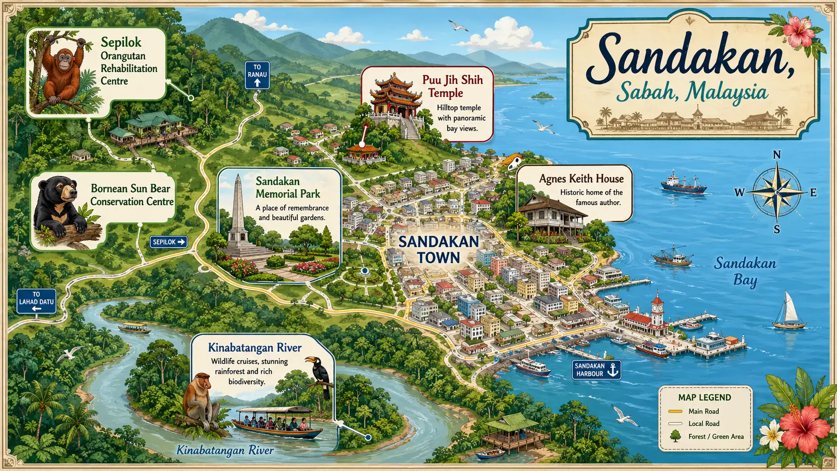 Sandakan tourist map