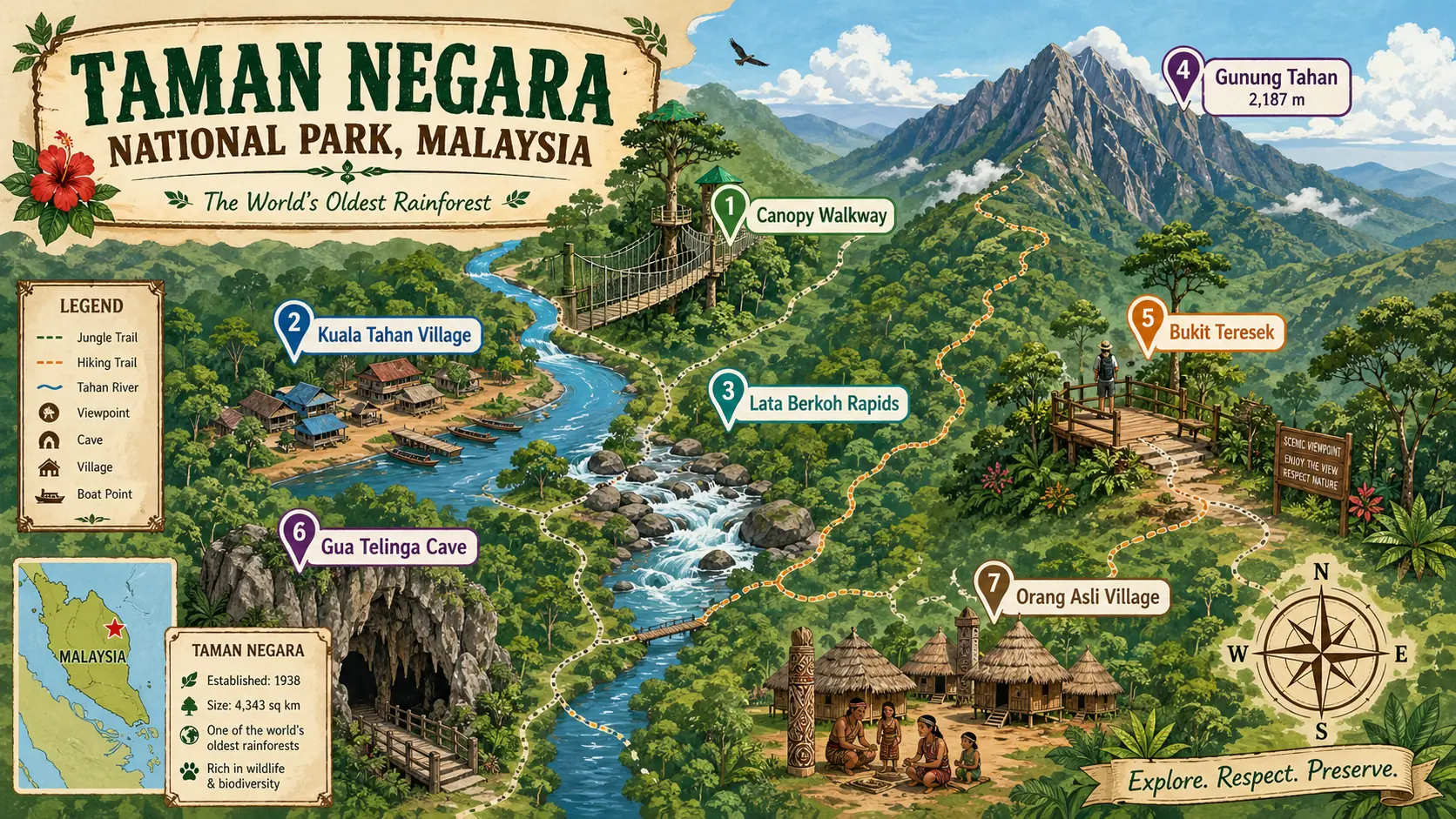 Taman Negara National Park tourist map