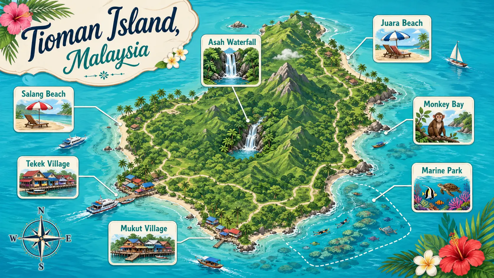 Tioman Island tourist map