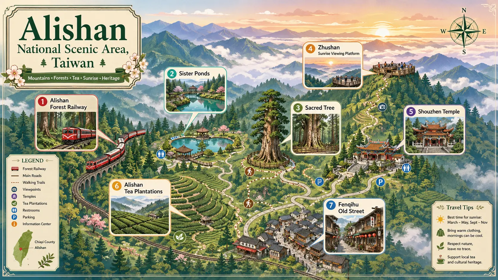 Alishan National Scenic Area tourist map