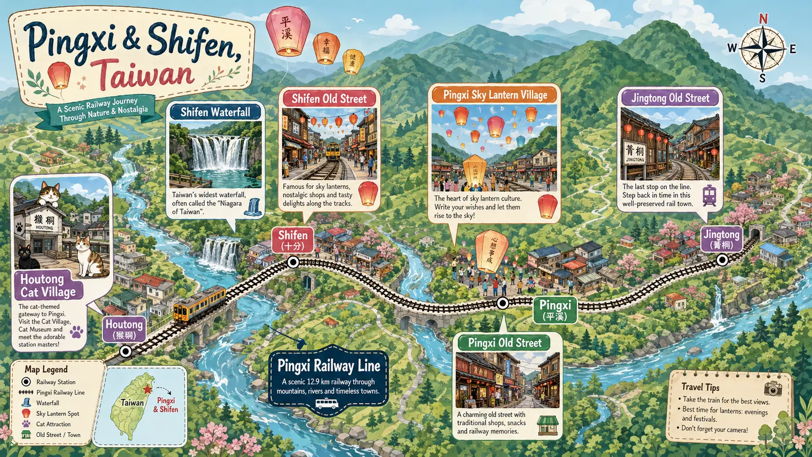 Pingxi and Shifen tourist map