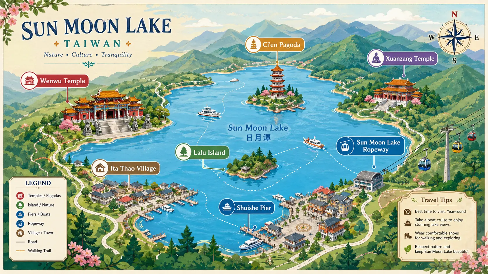 Sun Moon Lake tourist map