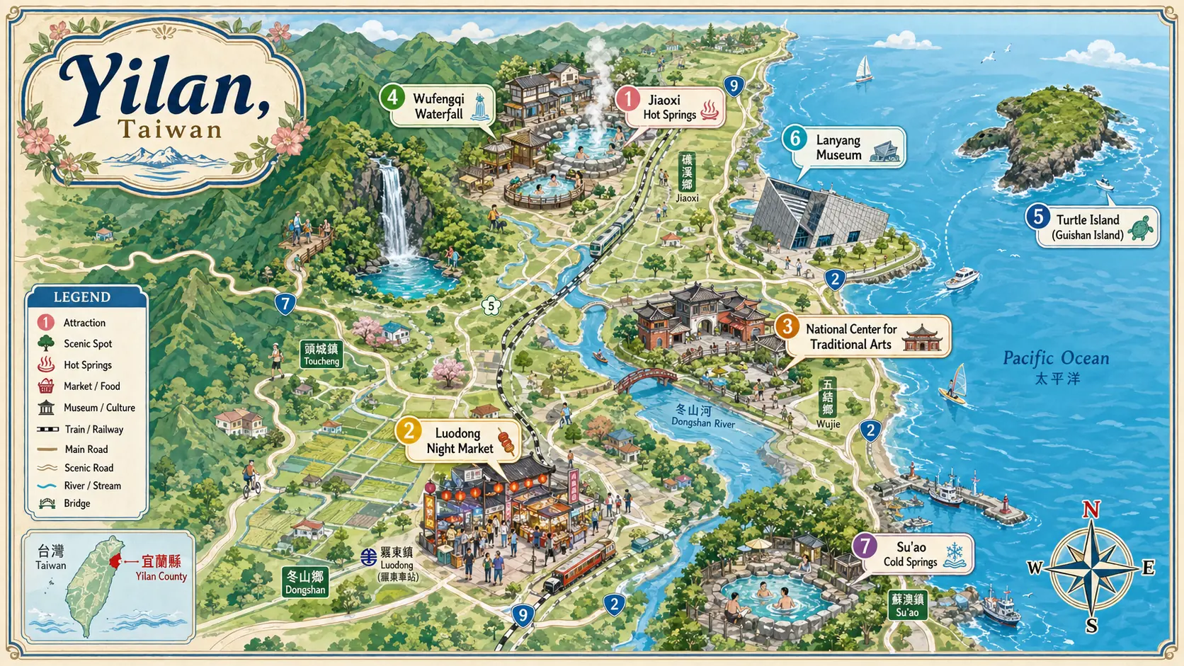 Yilan tourist map