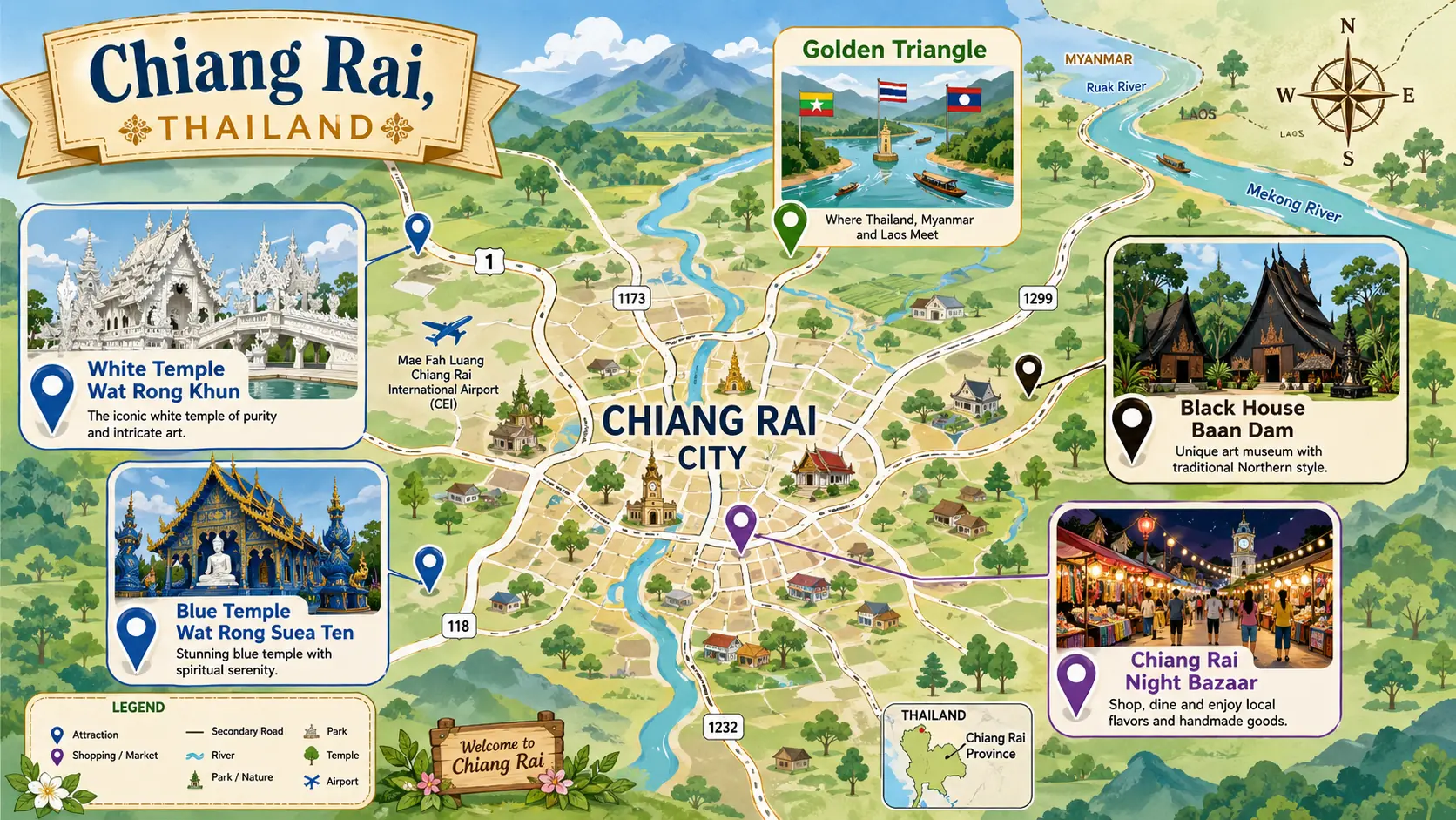 Chiang Rai tourist map