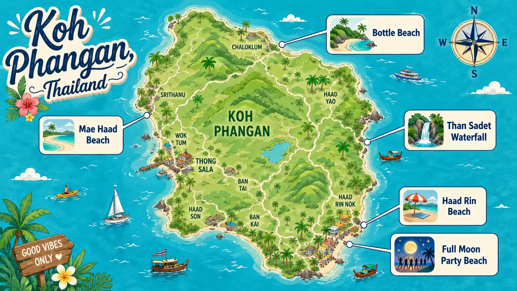 Koh Phangan tourist map