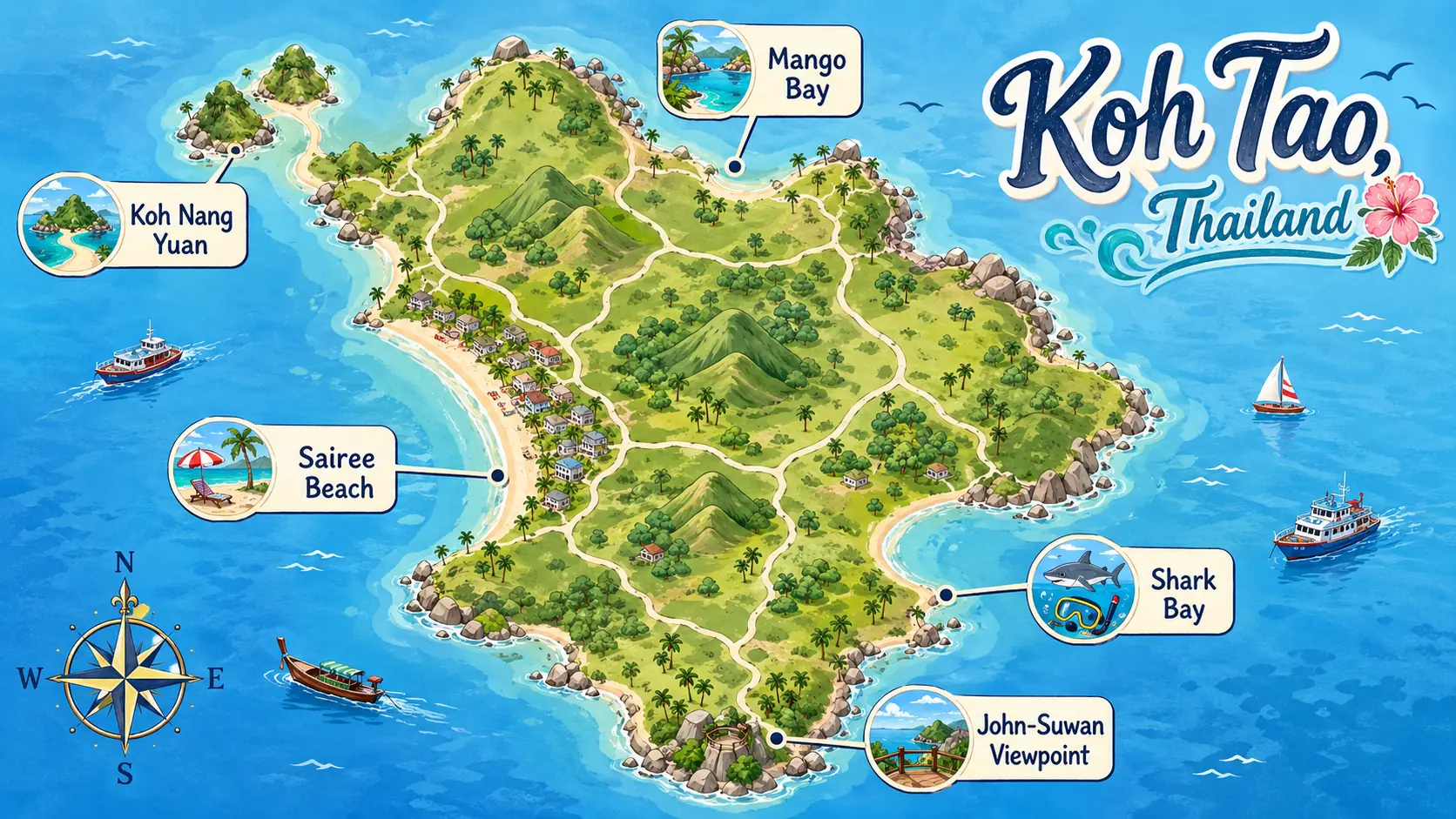 Koh Tao tourist map