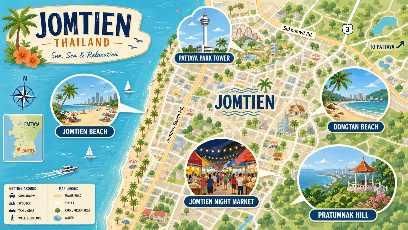 Jomtien tourist map