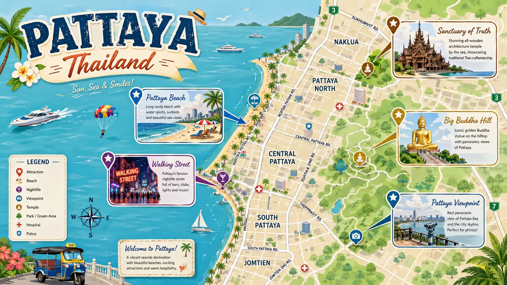 Pattaya tourist map