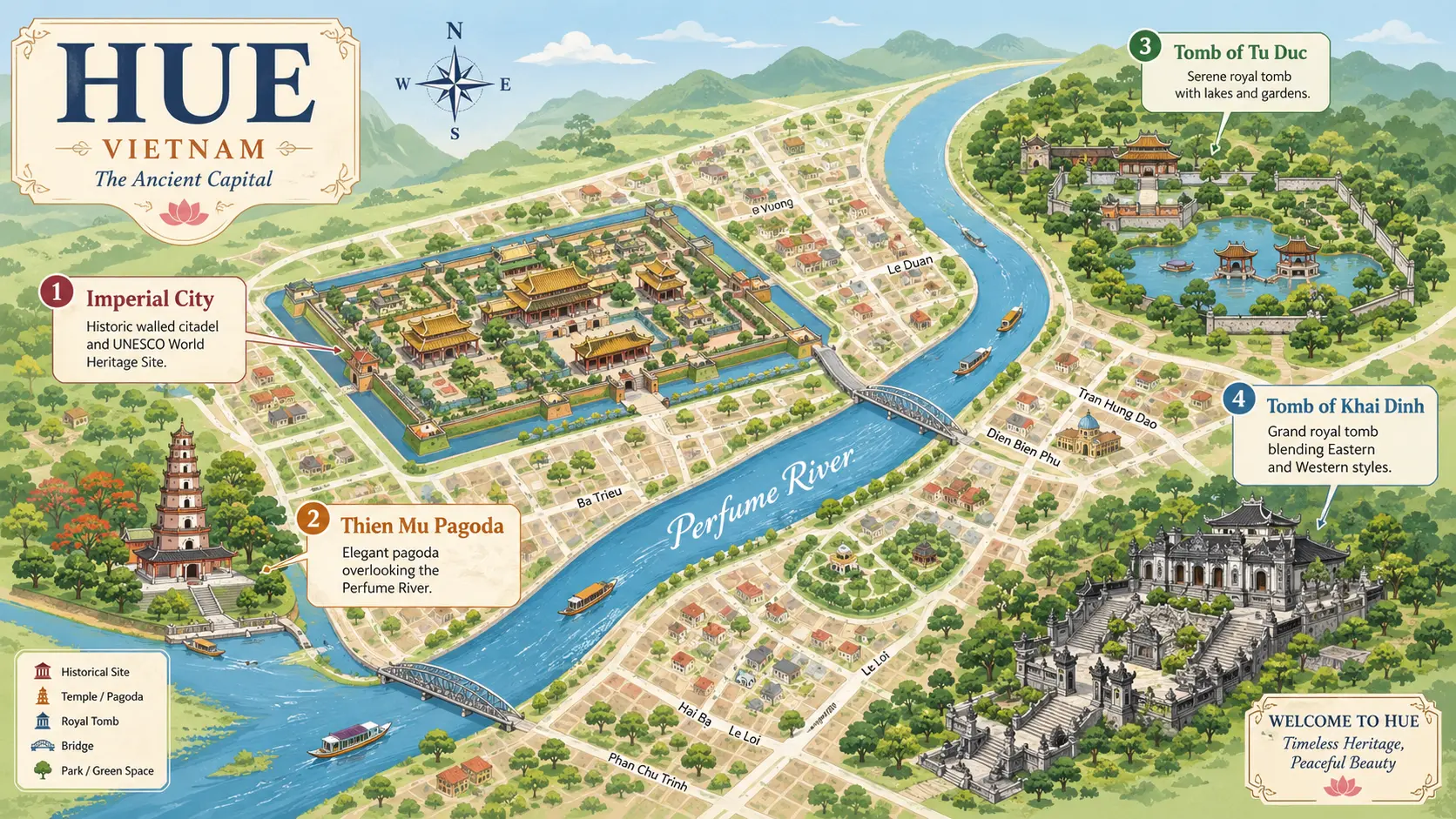 Hue tourist map