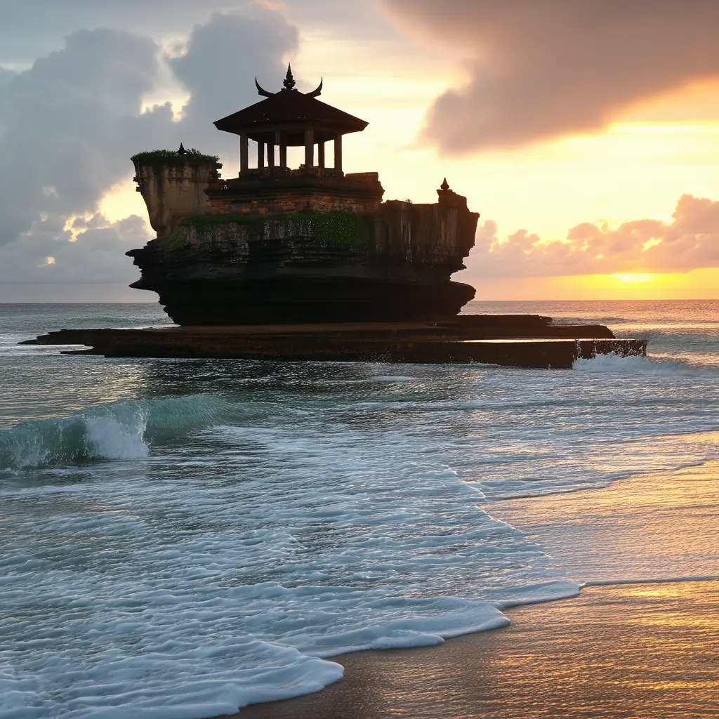 Bali &mdash; Tanah Lot temple at sunset