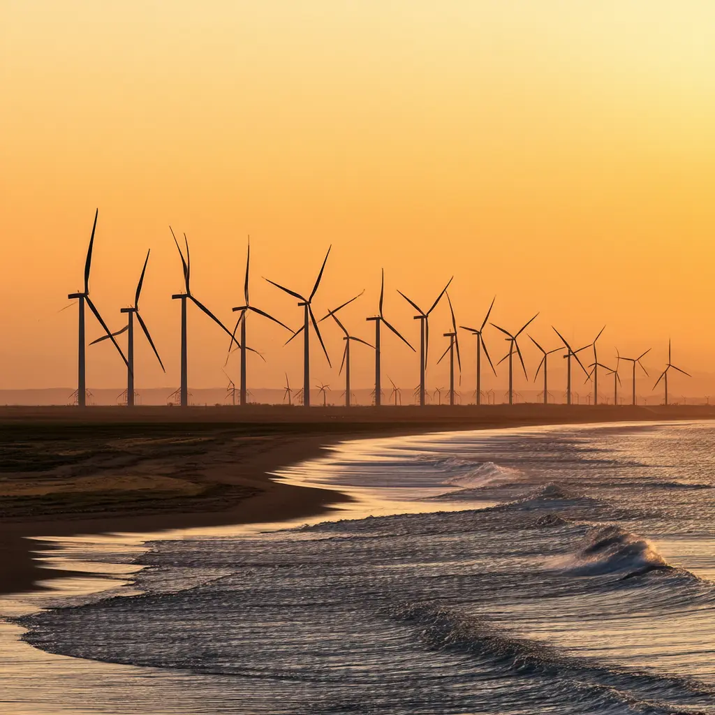 Ilocos Norte &mdash; Bangui wind farm at sunset